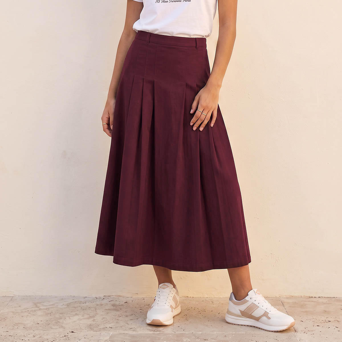 Lee Cooper Pleated A-line Cotton Skirt-women-clothing-skirts-image-2