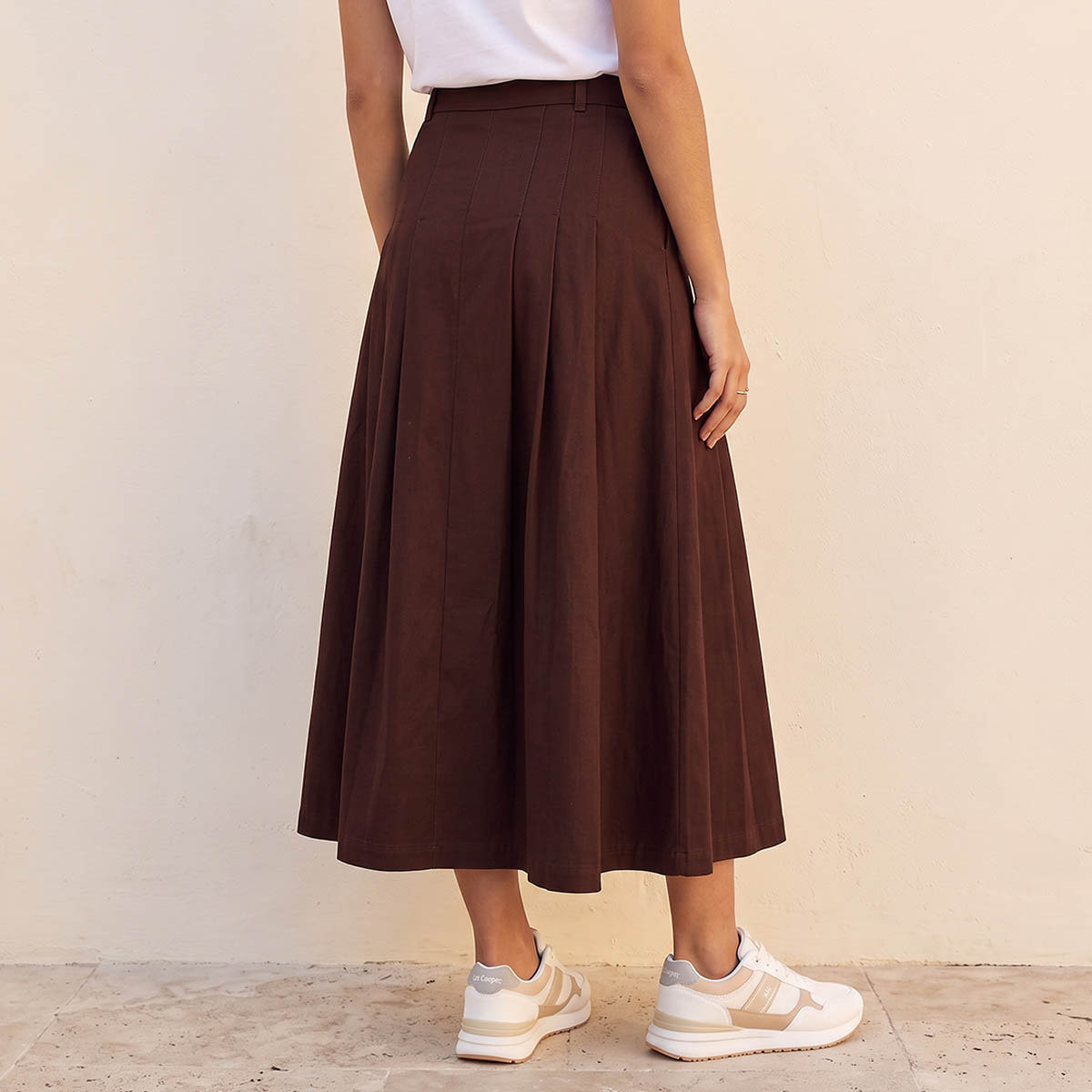 Lee Cooper Pleated A-line Cotton Skirt-women-clothing-skirts-image-3