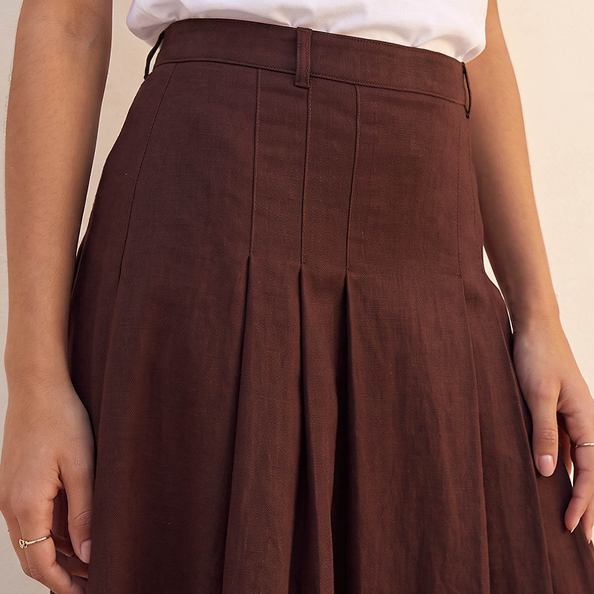 Lee Cooper Pleated A-line Cotton Skirt-women-clothing-skirts-image-4