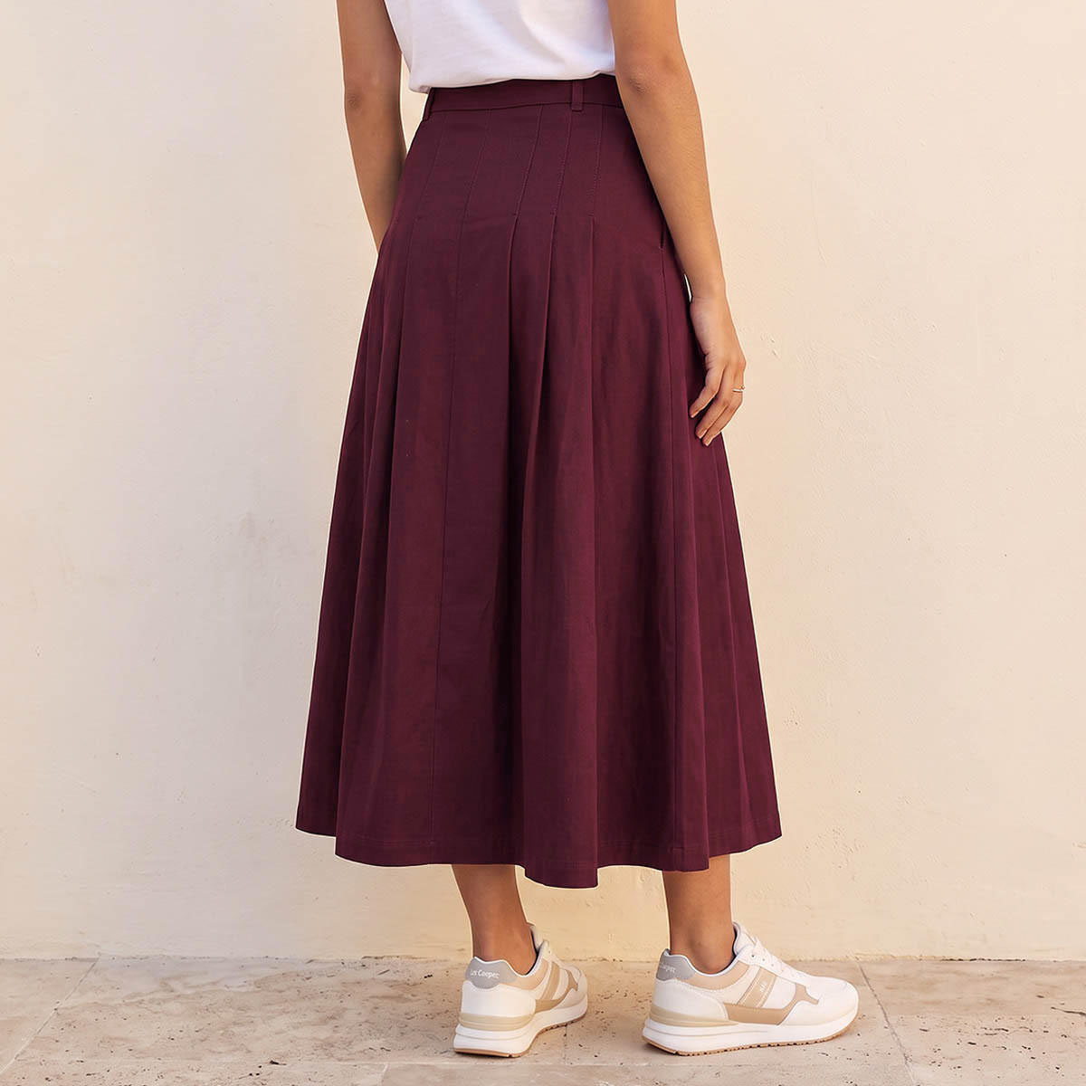 Lee Cooper Pleated A-line Cotton Skirt-women-clothing-skirts-image-4