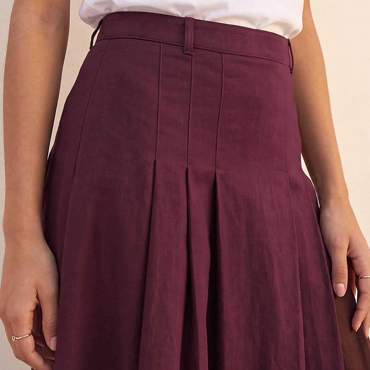 Lee Cooper Pleated A-line Cotton Skirt-women-clothing-skirts-image-5