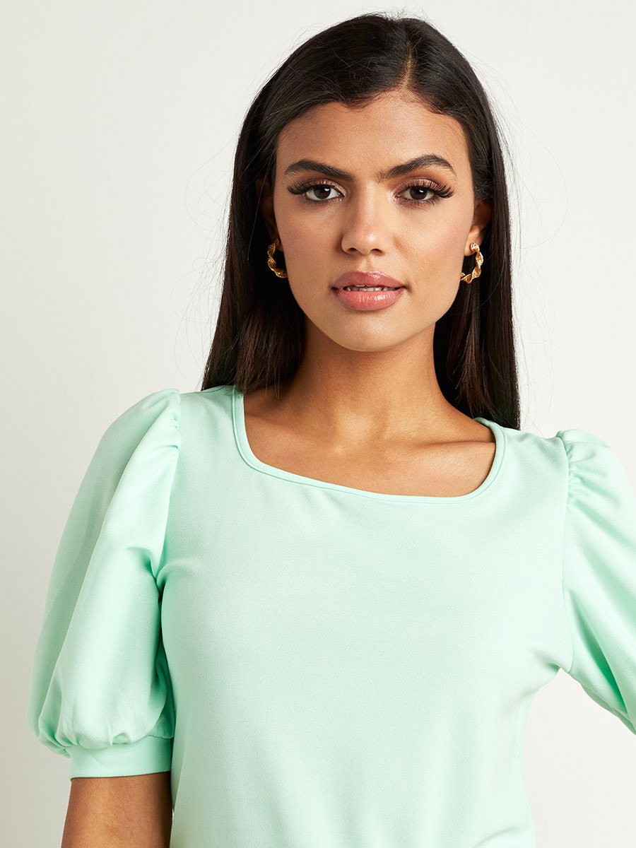 بلوزة سادة بأكمام منفوخة من ستايلي-women-clothing-shirtsandblouses-blouses-image-3