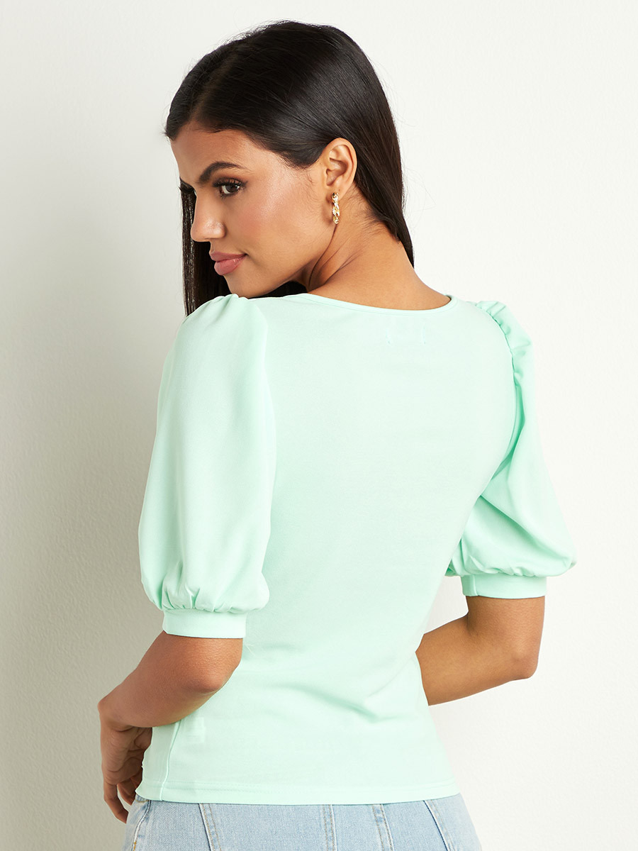 بلوزة سادة بأكمام منفوخة من ستايلي-women-clothing-shirtsandblouses-blouses-image-4