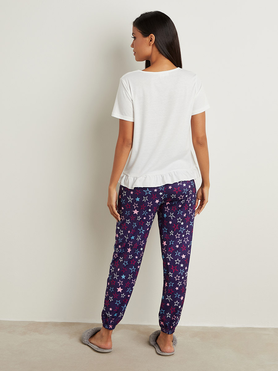 Styli Believe You Can Slogan Printed T-shirt and Cuffed Pyjama Set-women-clothing-nightwear-pyjamas-longsets-image-3
