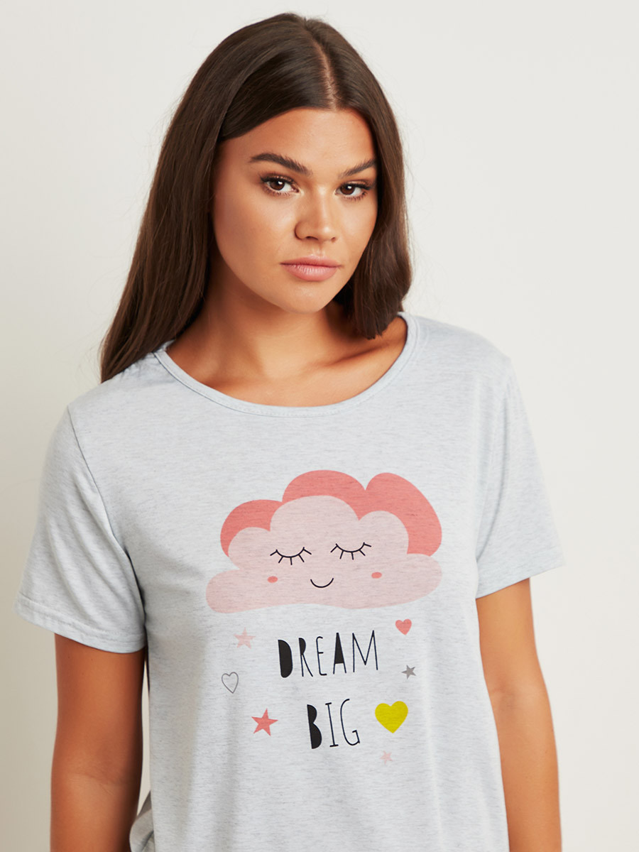 Styli Graphic Printed T-shirt and Striped Pyjama Set-women-clothing-nightwear-pyjamas-longsets-image-4