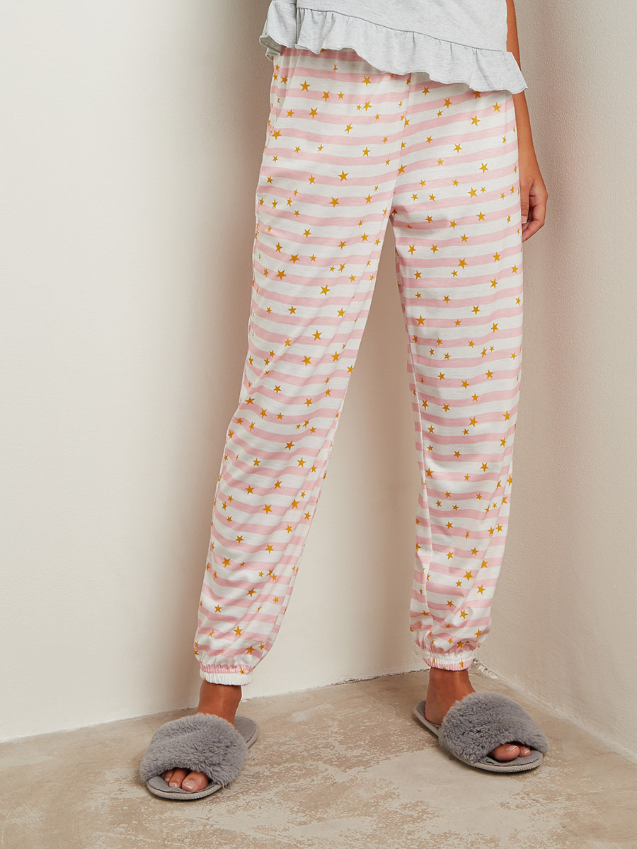 مجموعة من تيشيرت مطبوع وبنطلون بيجاما من ستايلي-women-clothing-nightwear-pyjamas-longsets-image-6