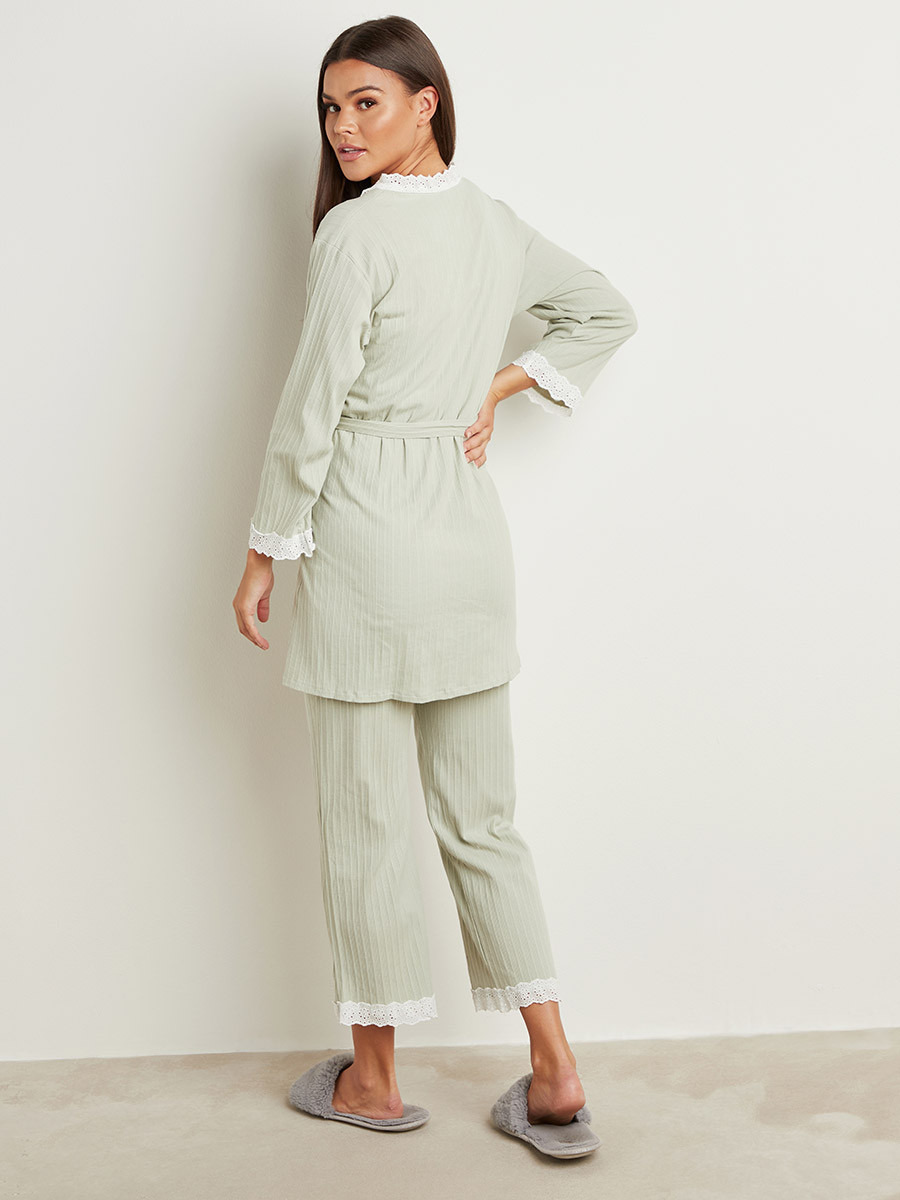 مجموعة من 3 بلوزة وبنطلون سادة وروب بحزام من ستايلي-women-clothing-nightwear-pyjamas-longsets-image-4