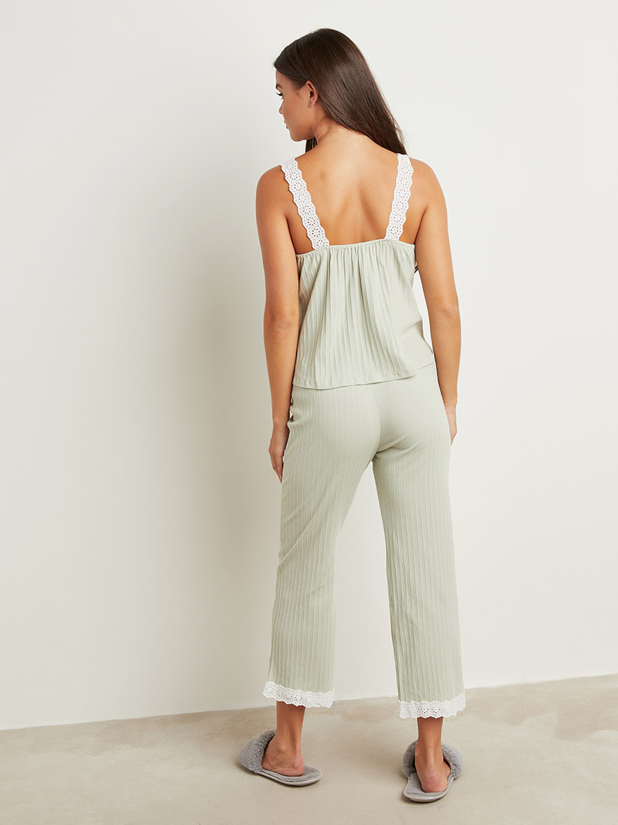 مجموعة من 3 بلوزة وبنطلون سادة وروب بحزام من ستايلي-women-clothing-nightwear-pyjamas-longsets-image-6