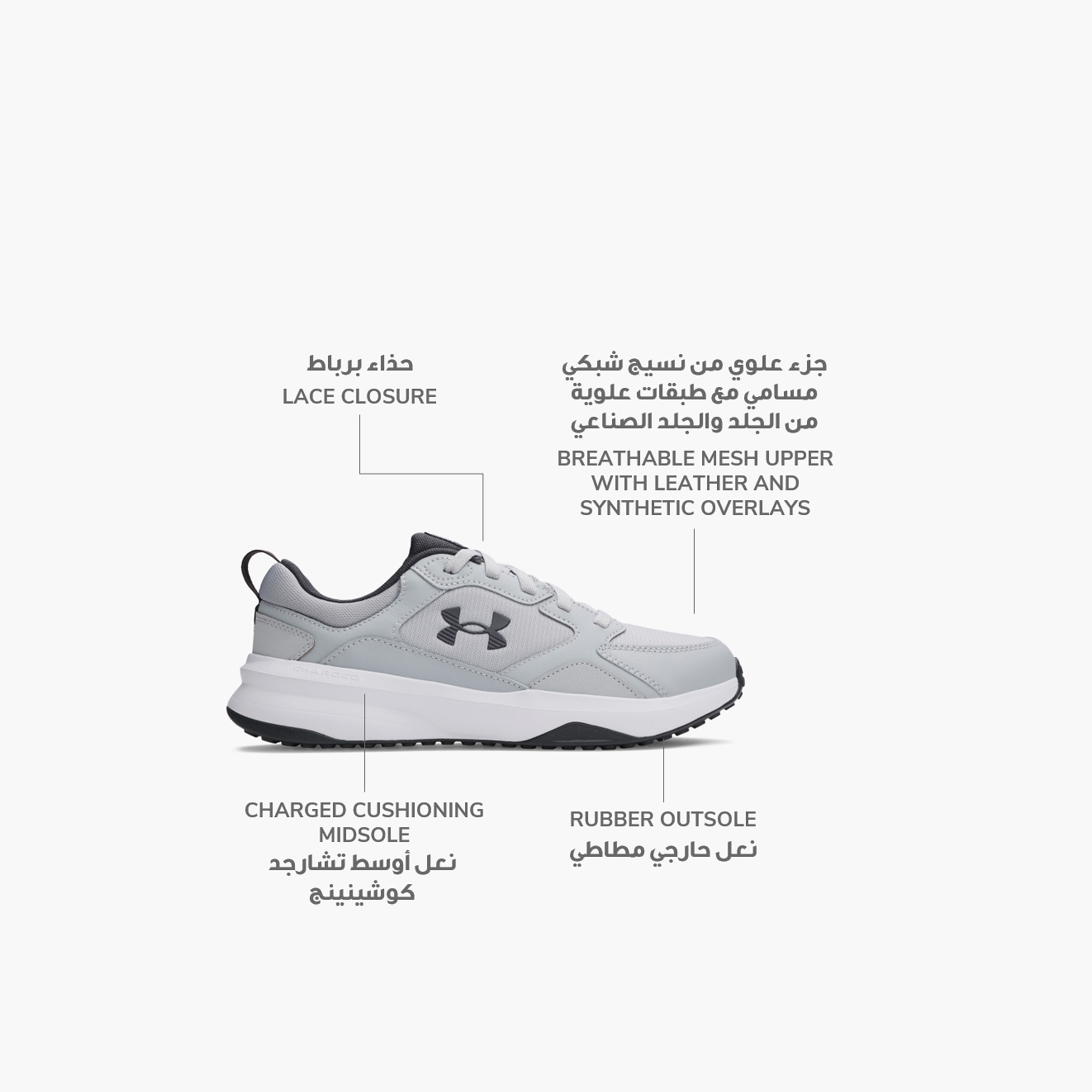 Under Armour Men's Charged Edge Lace-Up Sneakers 3026727 | OE-sports-men-shoes-image-2