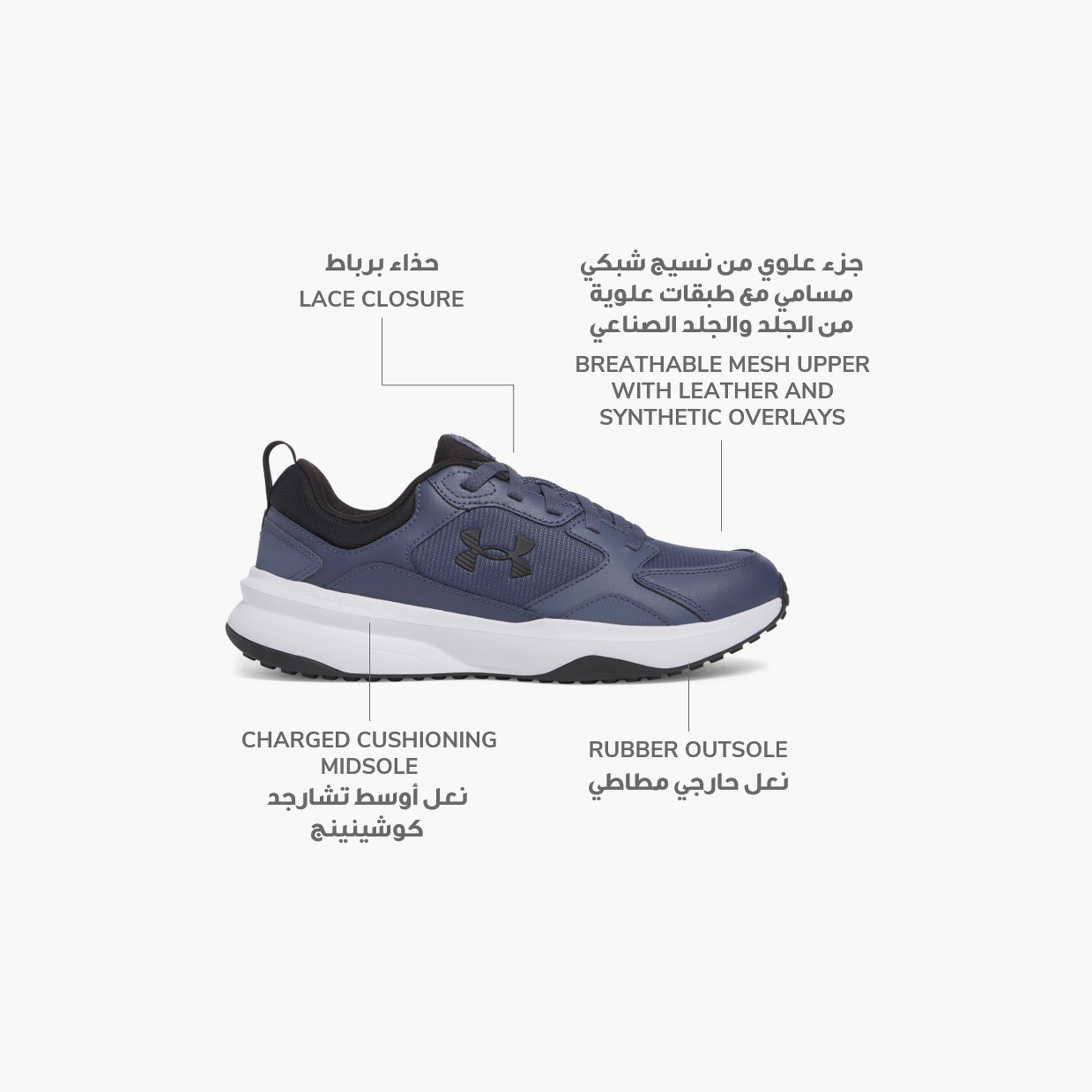 Under Armour Men's Charged Edge Lace-Up Sneakers 3026727 | OE-sports-men-shoes-image-2