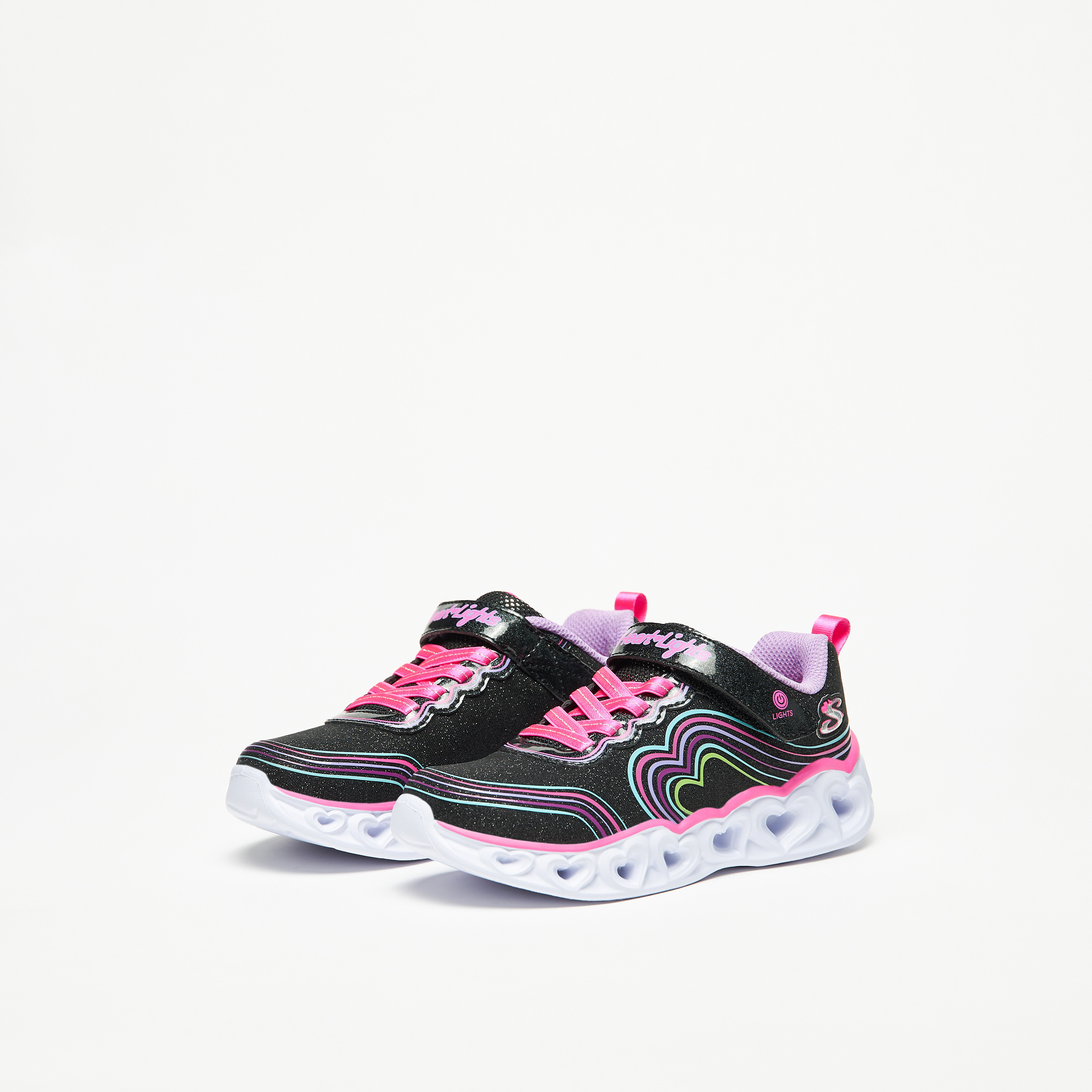 سكيتشرز حذاء رياضي هارت لايتس مضيء ميموري فوم للبنات 302689L-BKMT | OE-girls-shoes-sneakers-image-2