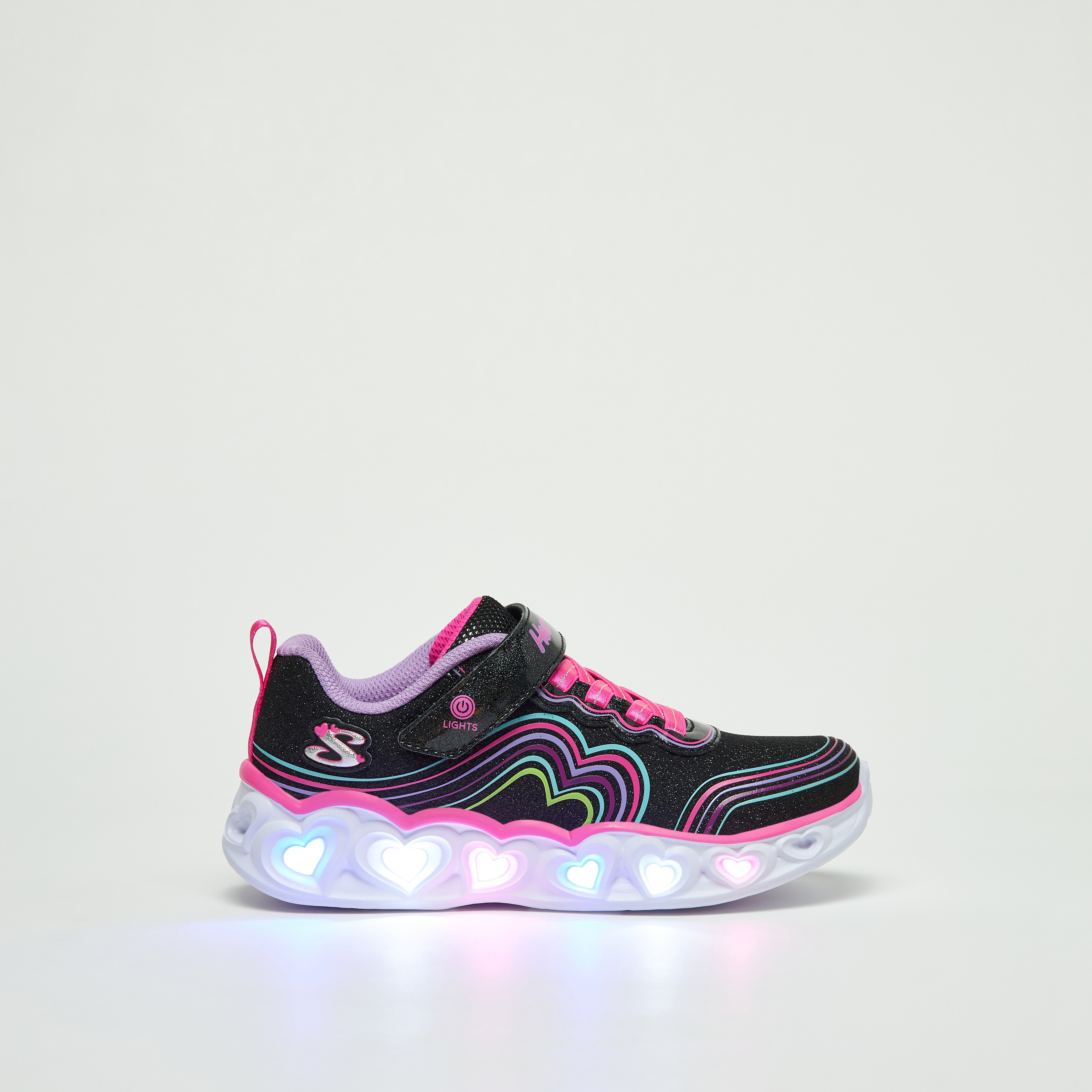 سكيتشرز حذاء رياضي هارت لايتس مضيء ميموري فوم للبنات 302689L-BKMT | OE-girls-shoes-sneakers-image-4