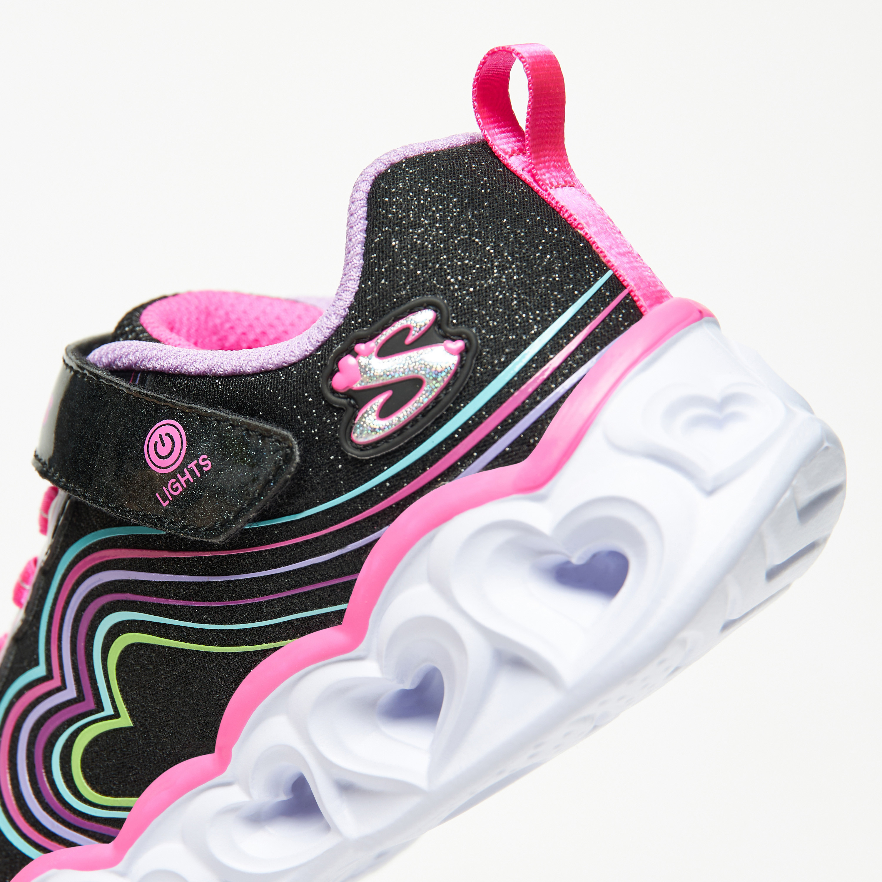سكيتشرز حذاء رياضي هارت لايتس مضيء ميموري فوم للبنات 302689L-BKMT | OE-girls-shoes-sneakers-image-7