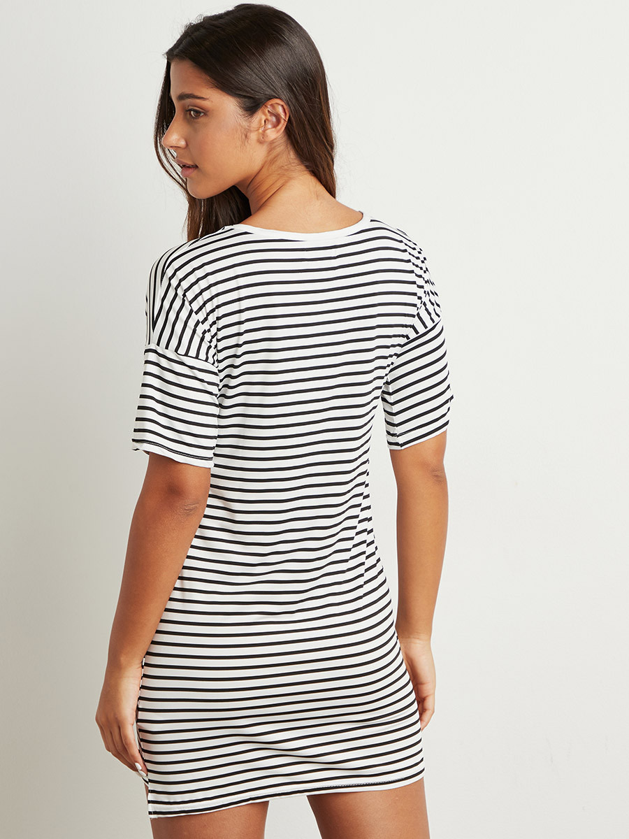 Styli Holiday Slogan Striped Printed Sleep T-shirt Dress-women-clothing-nightwear-nighties-image-4