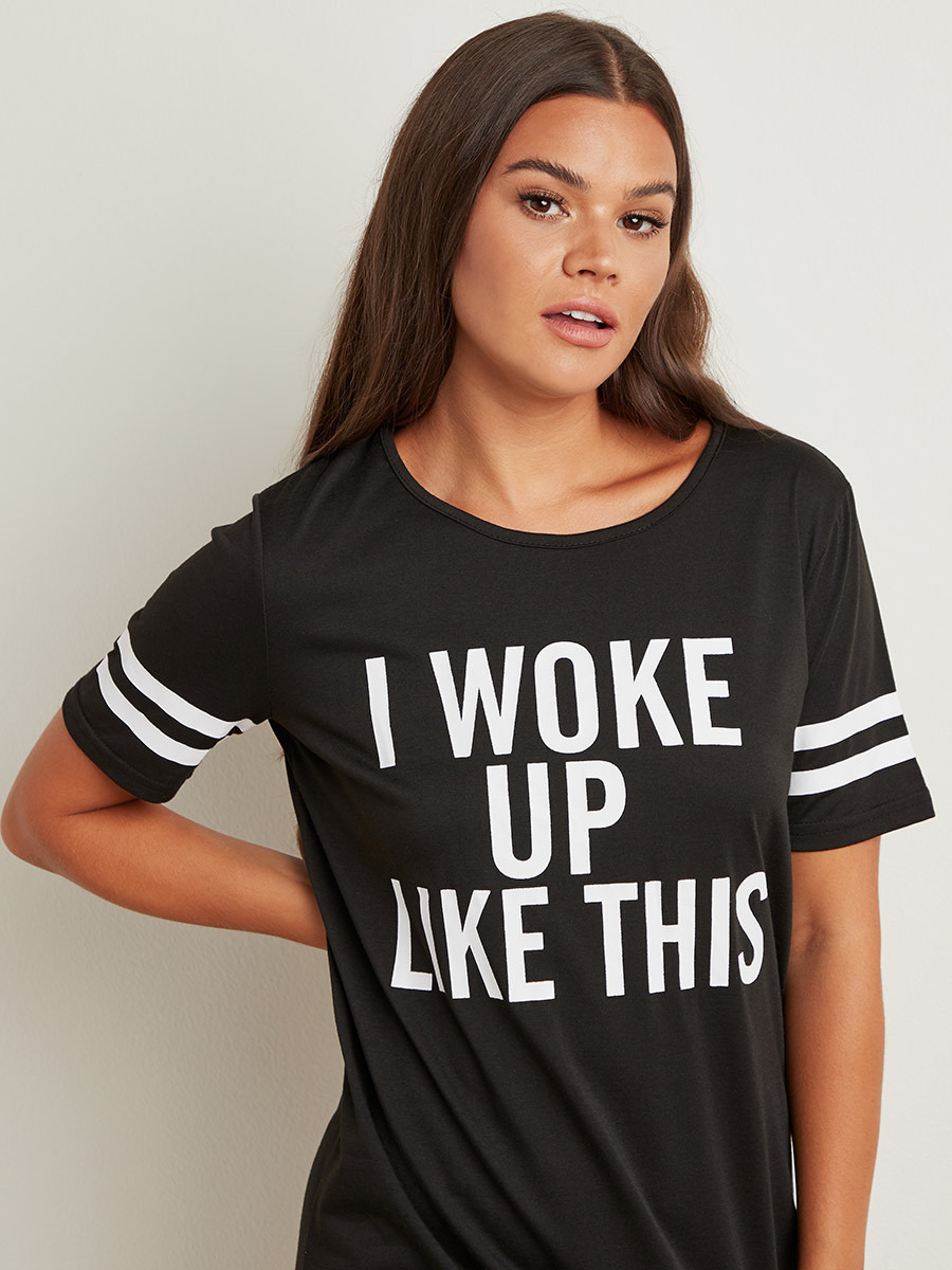 Styli I Woke Up Like This Sleep T-shirt Dress-women-clothing-nightwear-nighties-image-2