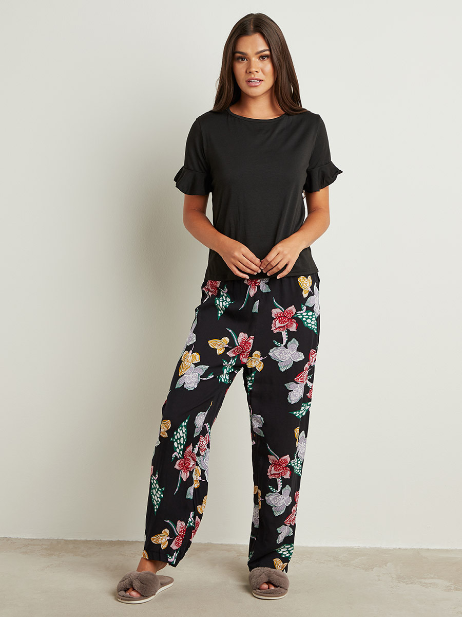 مجموعة من تيشيرت بنطلون بيجاما مطبوع من ستايلي-women-clothing-nightwear-pyjamas-bottoms-image-2