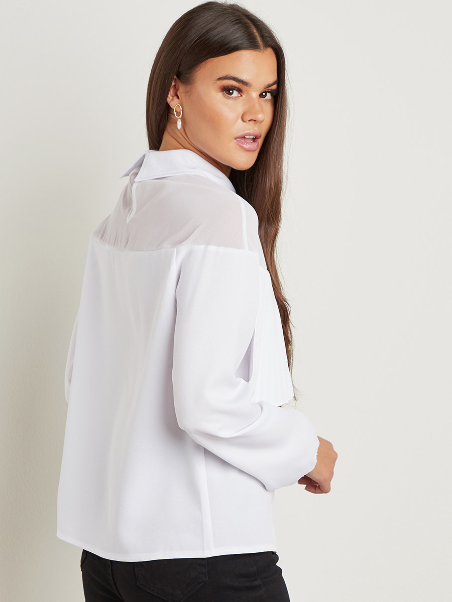 Styli Pleated Detail Collared Long Sleeves Top-women-clothing-shirtsandblouses-blouses-image-3