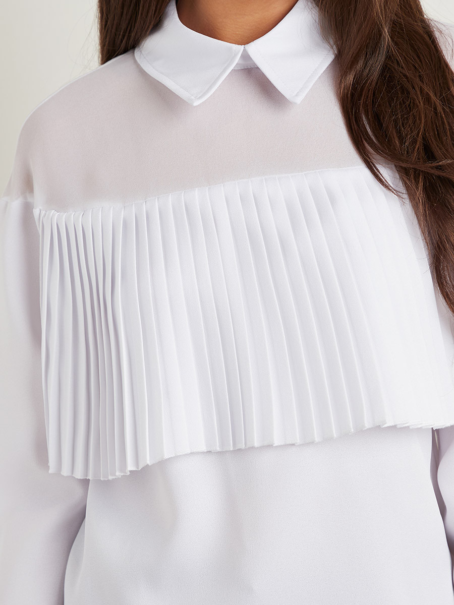 Styli Pleated Detail Collared Long Sleeves Top-women-clothing-shirtsandblouses-blouses-image-4