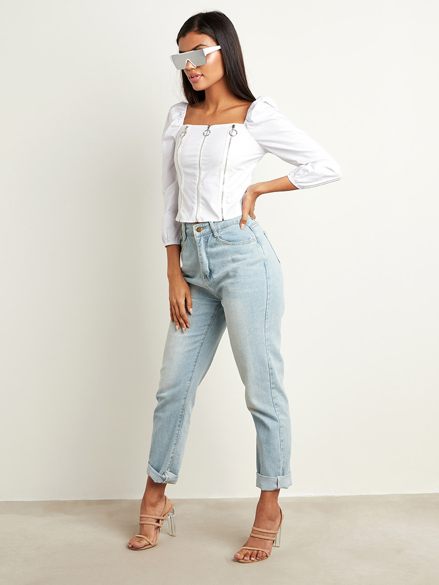 بلوزة قصيرة بسحّاب أمامي من ستايلي-women-clothing-shirtsandblouses-blouses-image-2