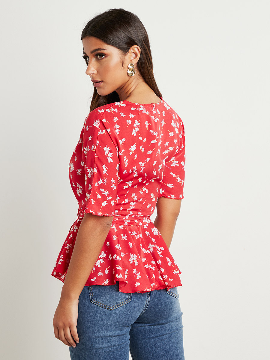 بلوزة مطبوعة بقصة واسعة وأكمام قصيرة من ستايلي-women-clothing-shirtsandblouses-blouses-image-4