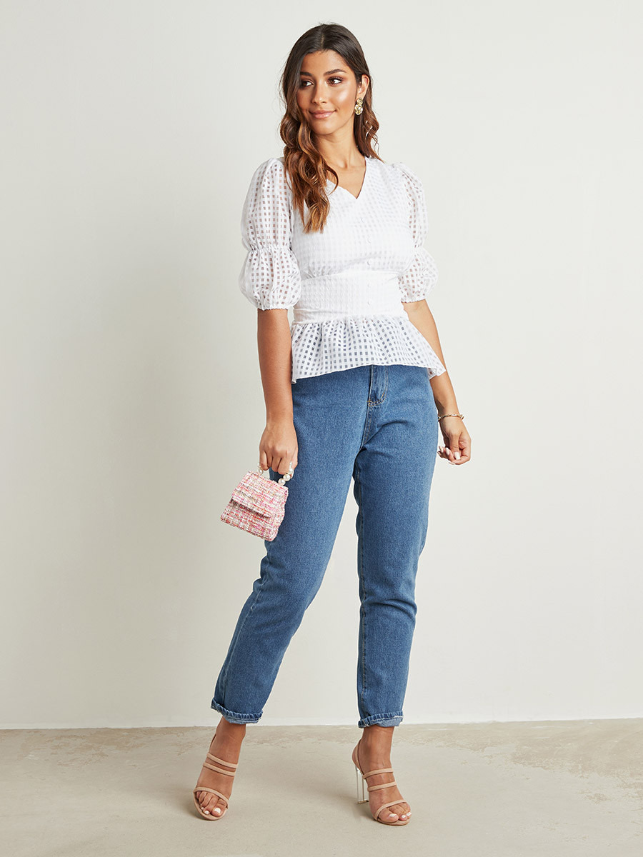 بلوزة بكشكش وأكمام قصيرة من ستايلي-women-clothing-shirtsandblouses-blouses-image-2