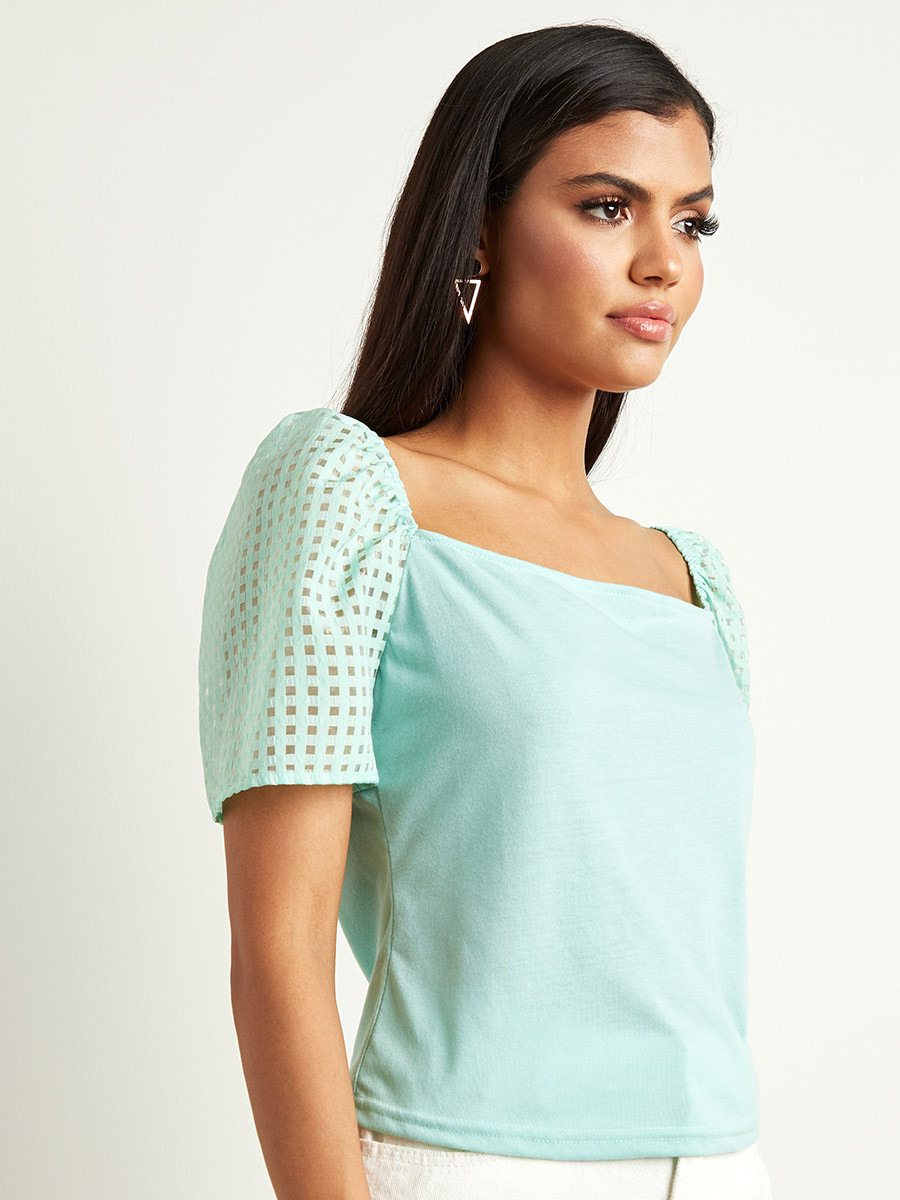 بلوزة بقصة ضيقة وأكمام شفافة من ستايلي-women-clothing-shirtsandblouses-blouses-image-1