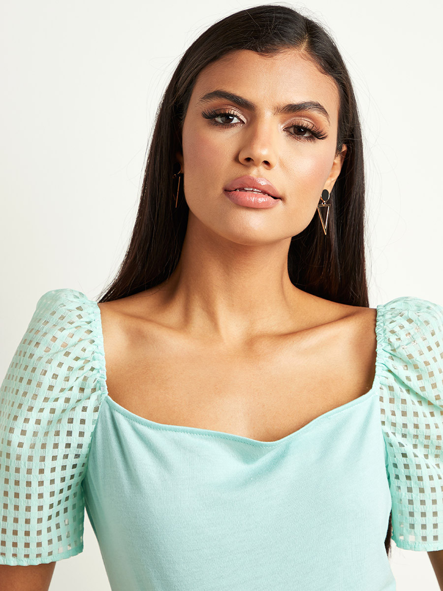 بلوزة بقصة ضيقة وأكمام شفافة من ستايلي-women-clothing-shirtsandblouses-blouses-image-3