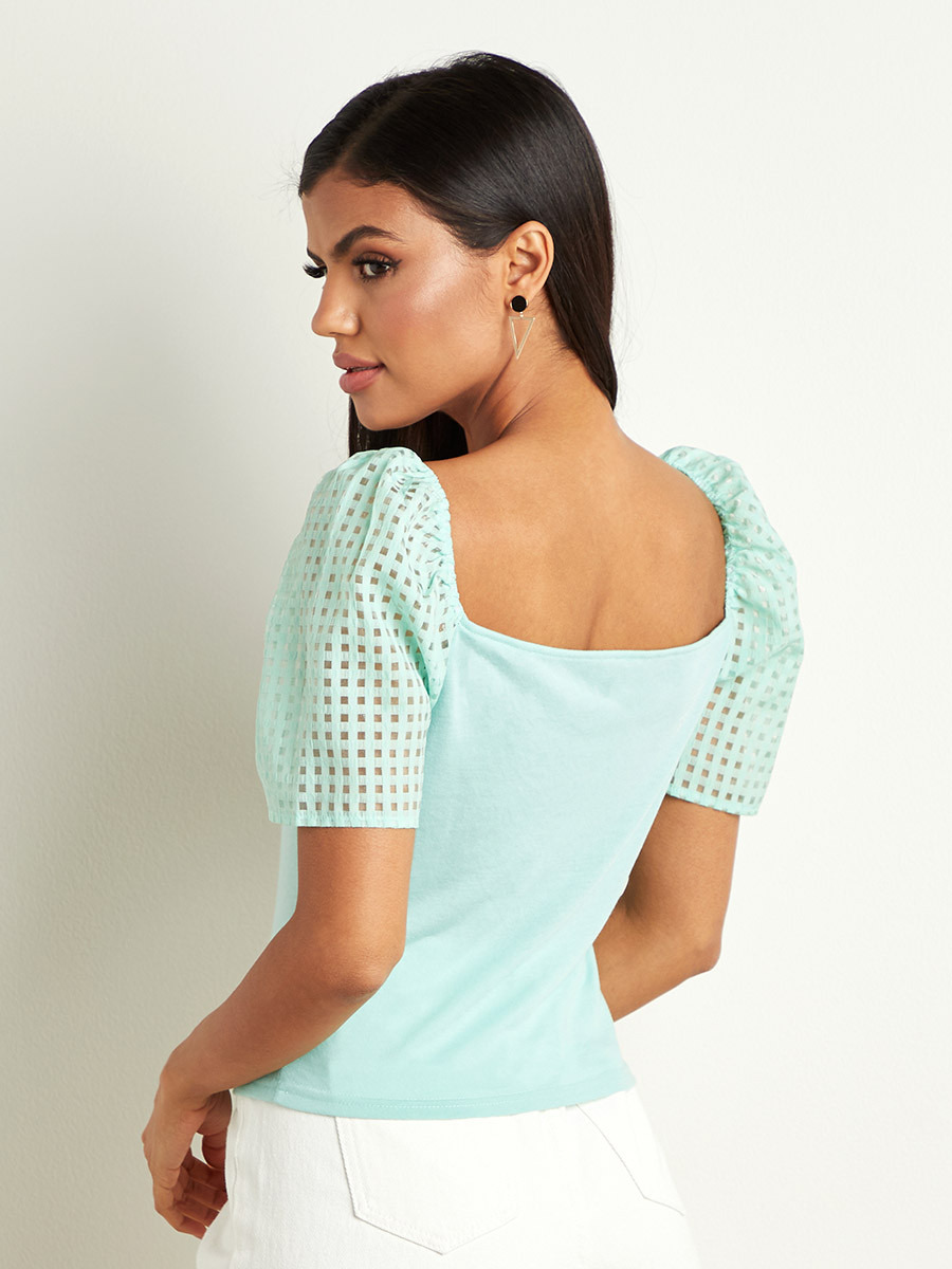 بلوزة بقصة ضيقة وأكمام شفافة من ستايلي-women-clothing-shirtsandblouses-blouses-image-4