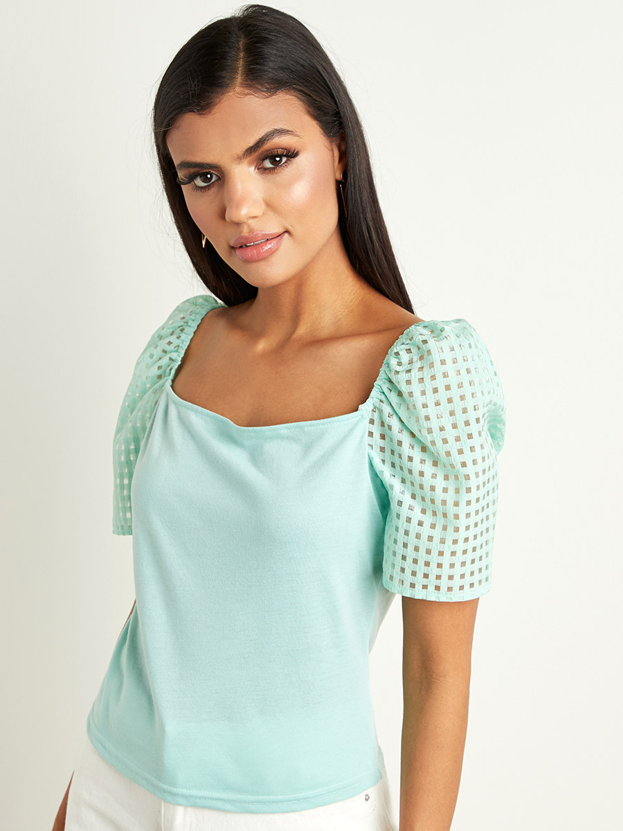 بلوزة بقصة ضيقة وأكمام شفافة من ستايلي-women-clothing-shirtsandblouses-blouses-image-5