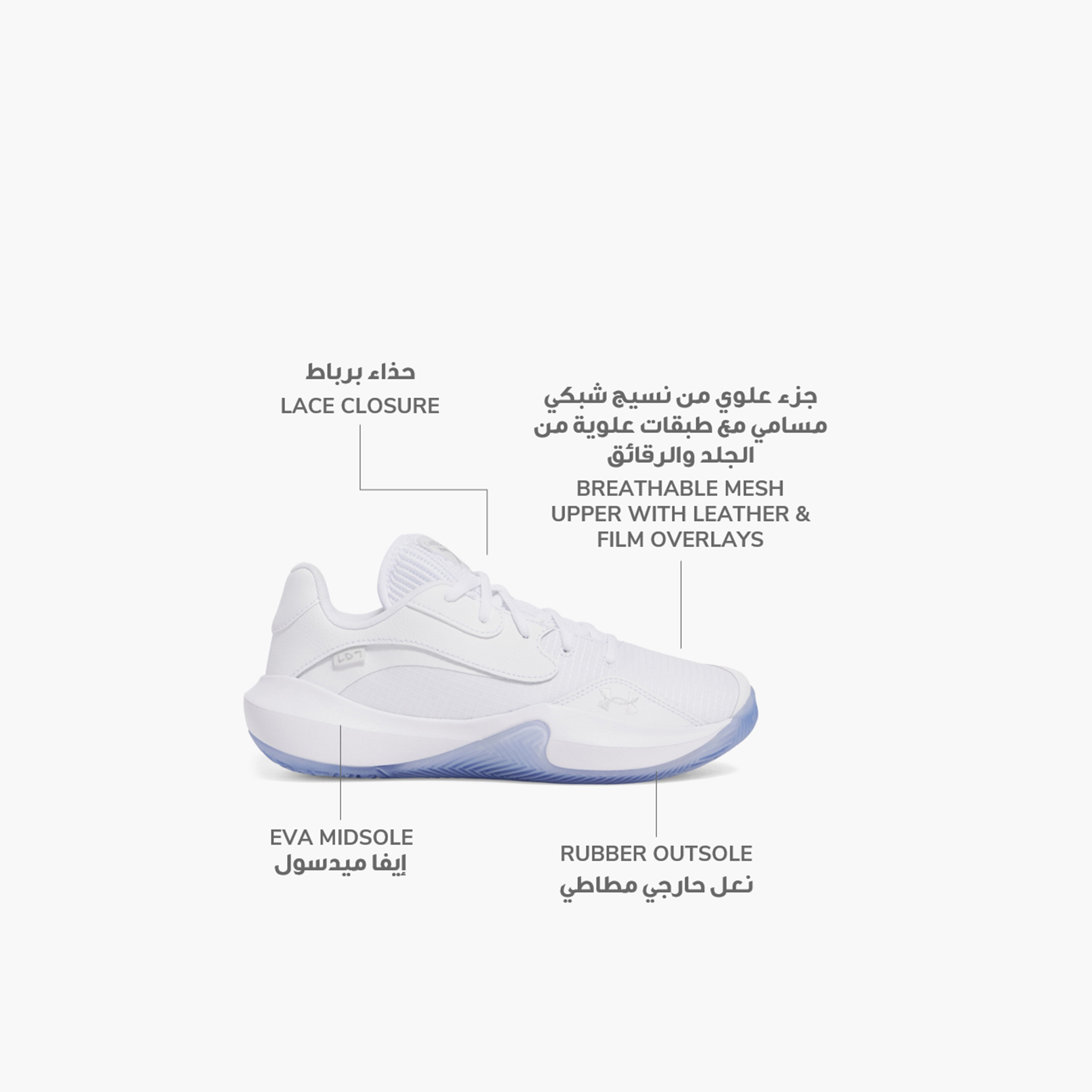حذاء كرة السلة للرجال لوكداون 7 برباط من اندر ارمر للرجال 3027646 | OE-sports-men-shoes-image-2