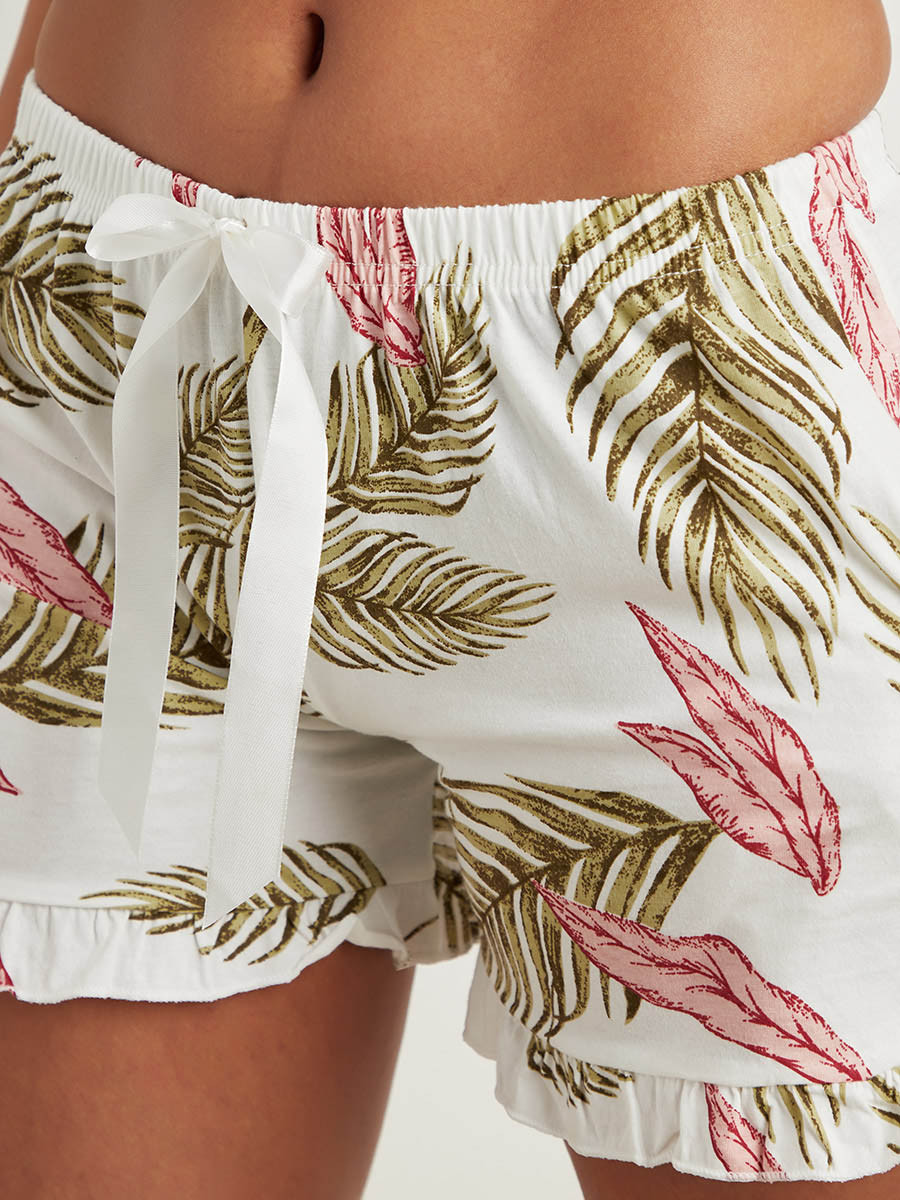 Styli Leaf Printed Cami and Ruffled Hem Shorts Set-women-clothing-nightwear-pyjamas-longsets-image-7