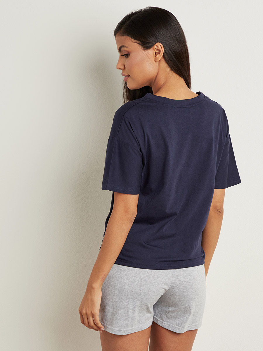 مجموعة من تيشيرت سادة وشورت قصير من ستايلي-women-clothing-nightwear-pyjamas-longsets-image-4