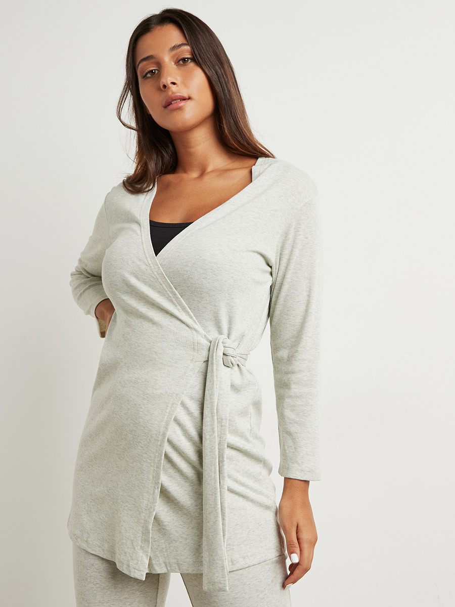 Styli Soft Knit Wrap Over Longline Top and Pyjama Lounge Set-women-clothing-nightwear-pyjamas-bottoms-image-2