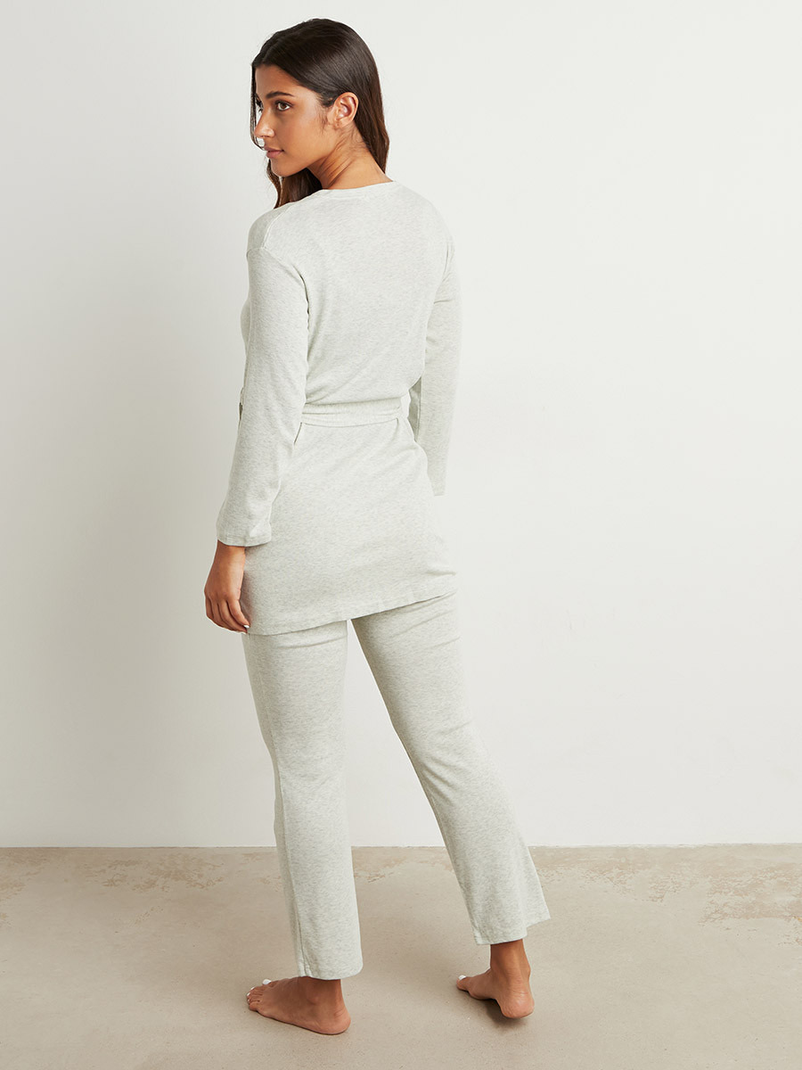 Styli Soft Knit Wrap Over Longline Top and Pyjama Lounge Set-women-clothing-nightwear-pyjamas-bottoms-image-3