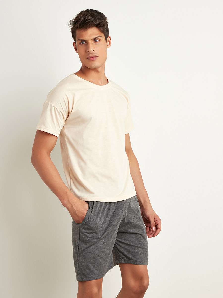 Styli Solid T-shirt and Short Set-men-clothing-nightwear-sets-image-1