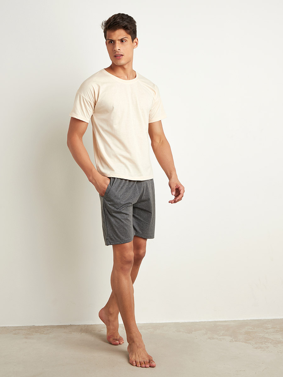 Styli Solid T-shirt and Short Set-men-clothing-nightwear-sets-image-2