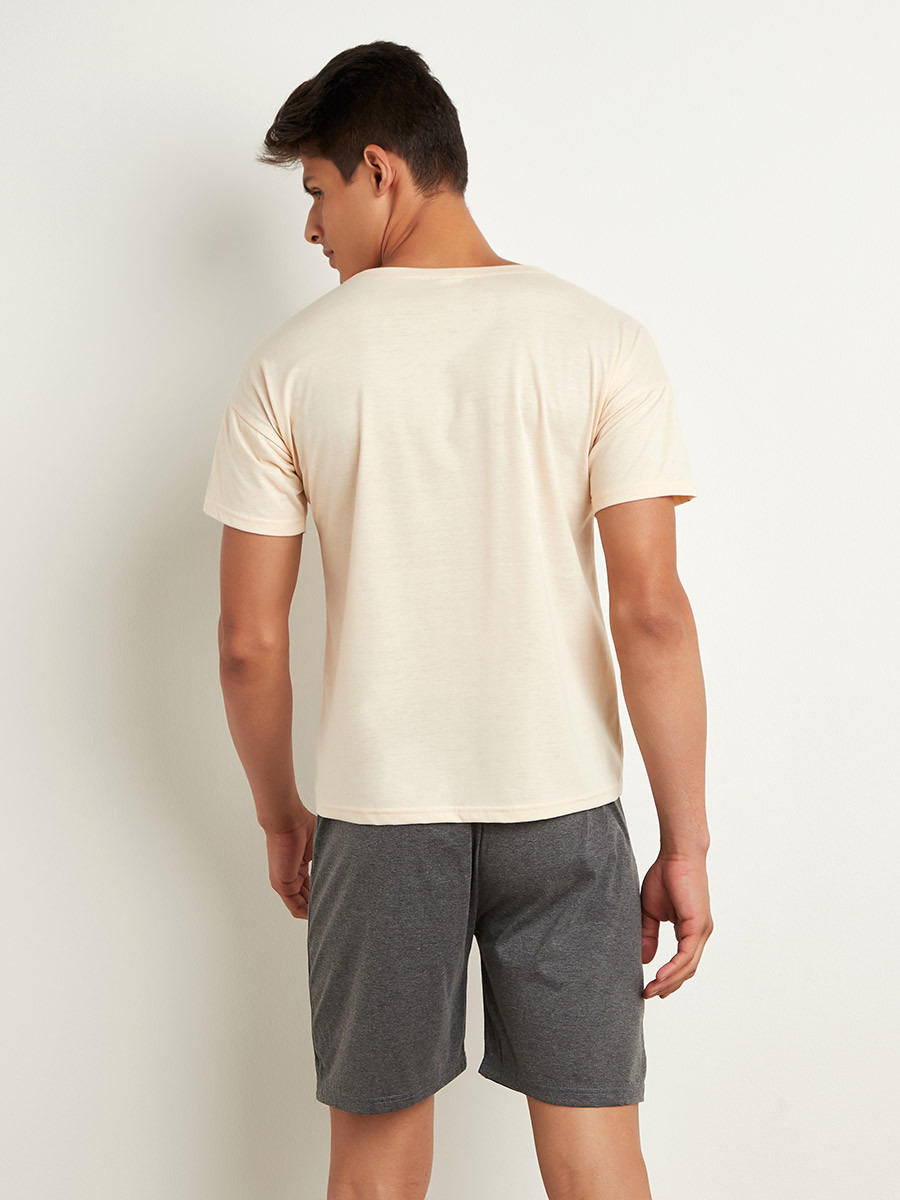 Styli Solid T-shirt and Short Set-men-clothing-nightwear-sets-image-3