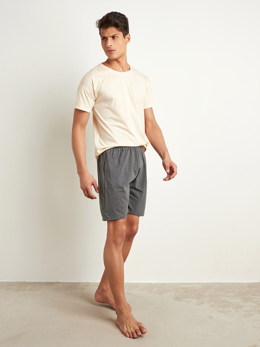 Styli Solid T-shirt and Short Set-men-clothing-nightwear-sets-image-4