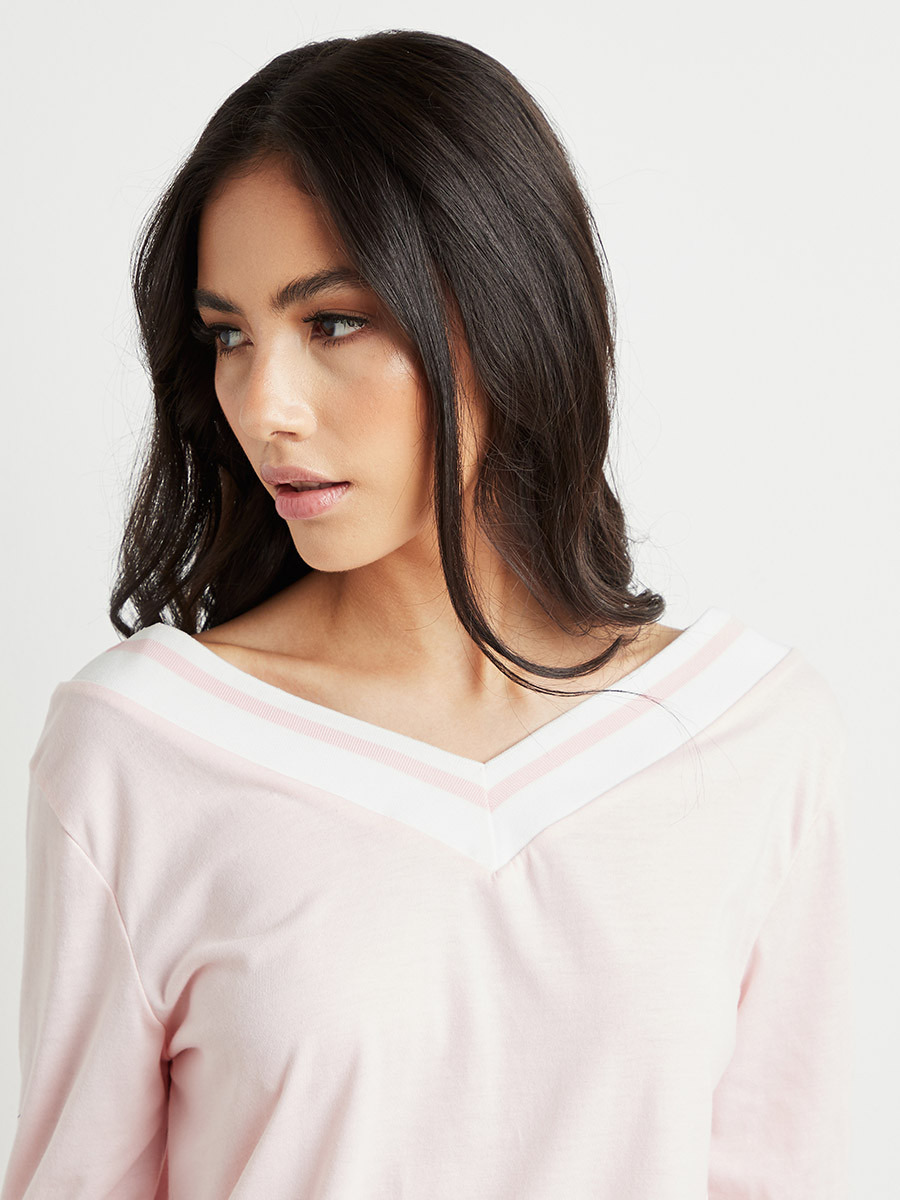 مجموعة من بلوزة وبنطلون مخطط من ستايلي-women-clothing-nightwear-pyjamas-bottoms-image-2