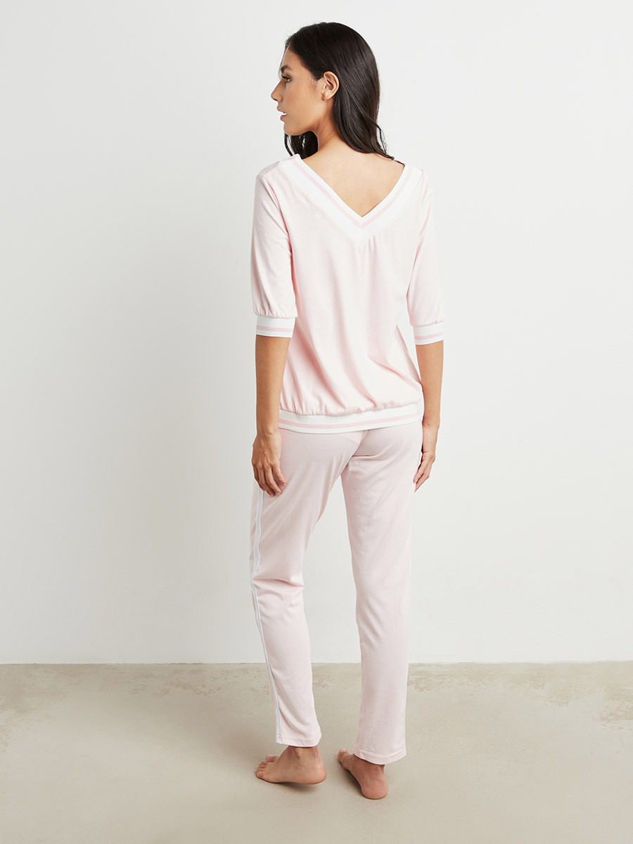 مجموعة من بلوزة وبنطلون مخطط من ستايلي-women-clothing-nightwear-pyjamas-bottoms-image-3