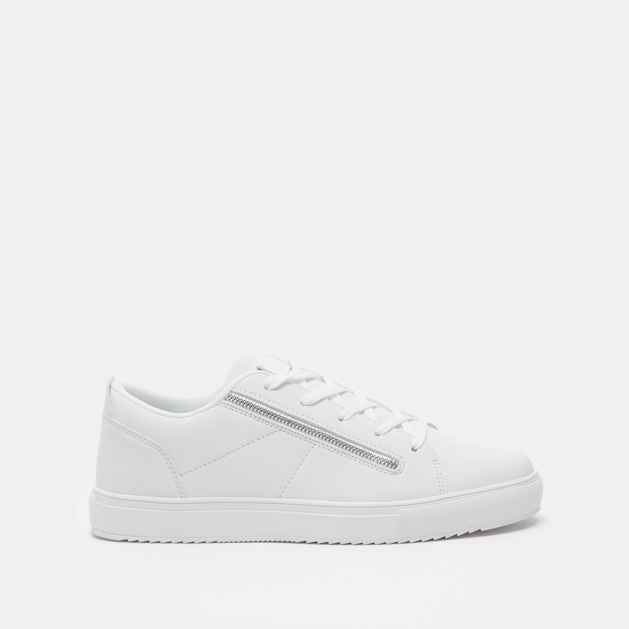 Panelled Low Ankle Sneakers with Lace-Up Closure and Zip Detail-men-shoes-sneakers-image-1