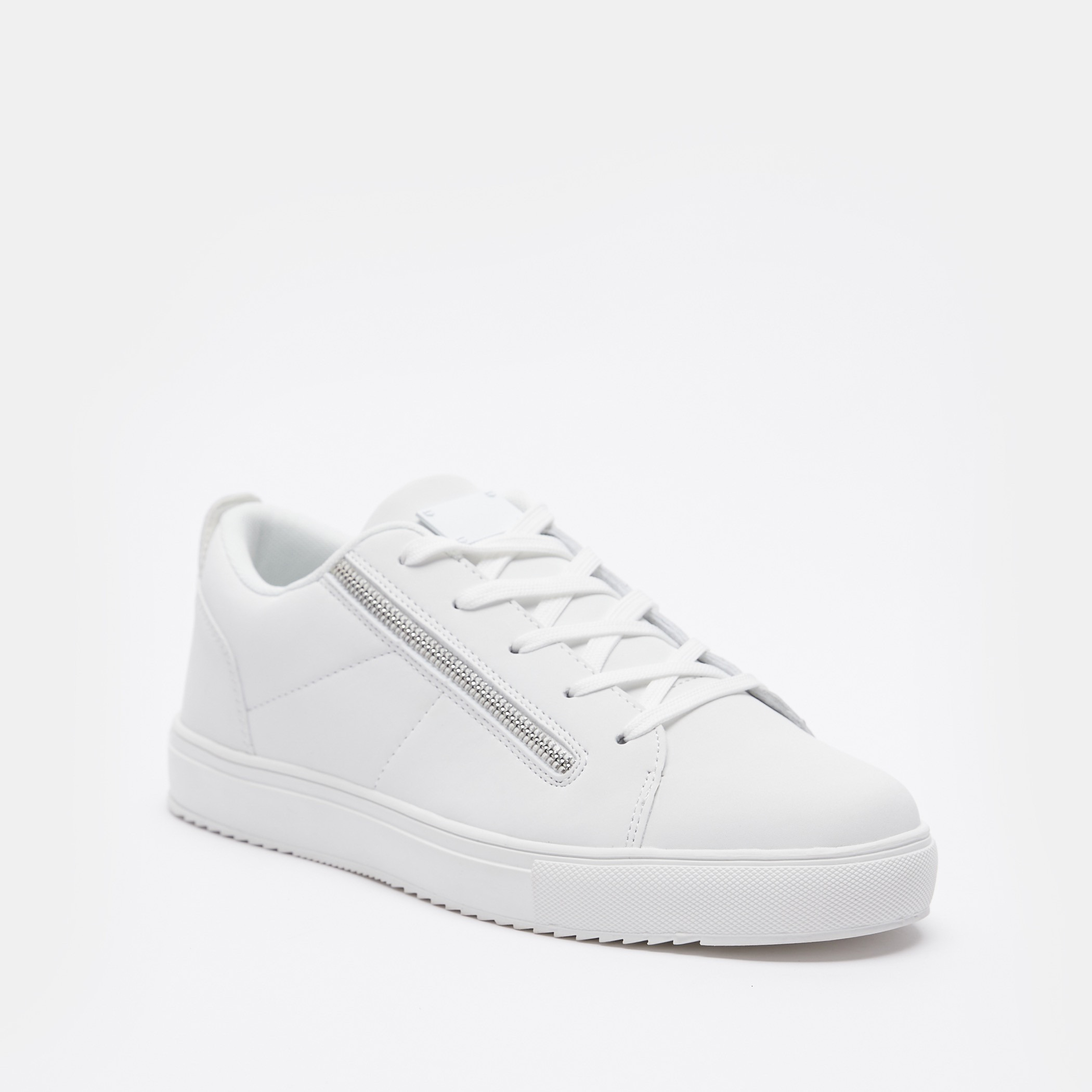 Panelled Low Ankle Sneakers with Lace-Up Closure and Zip Detail-men-shoes-sneakers-image-2