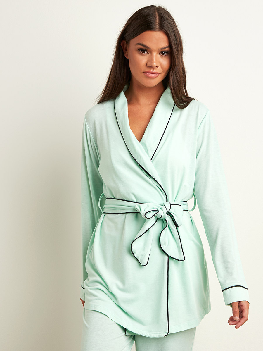 مجموعة من بلوزة بربطة أمامية وبنطلون بيجاما من ستايلي-women-clothing-nightwear-pyjamas-longsets-image-2