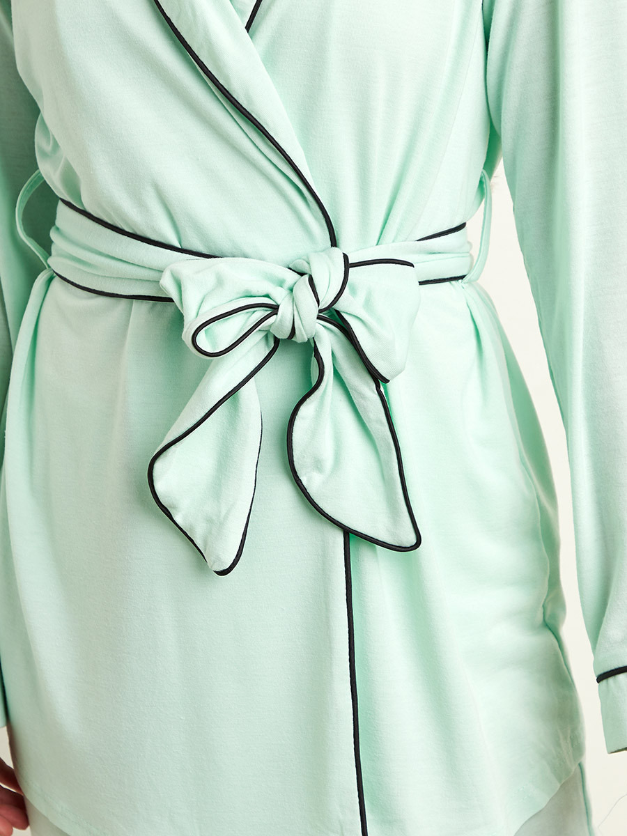 مجموعة من بلوزة بربطة أمامية وبنطلون بيجاما من ستايلي-women-clothing-nightwear-pyjamas-longsets-image-5