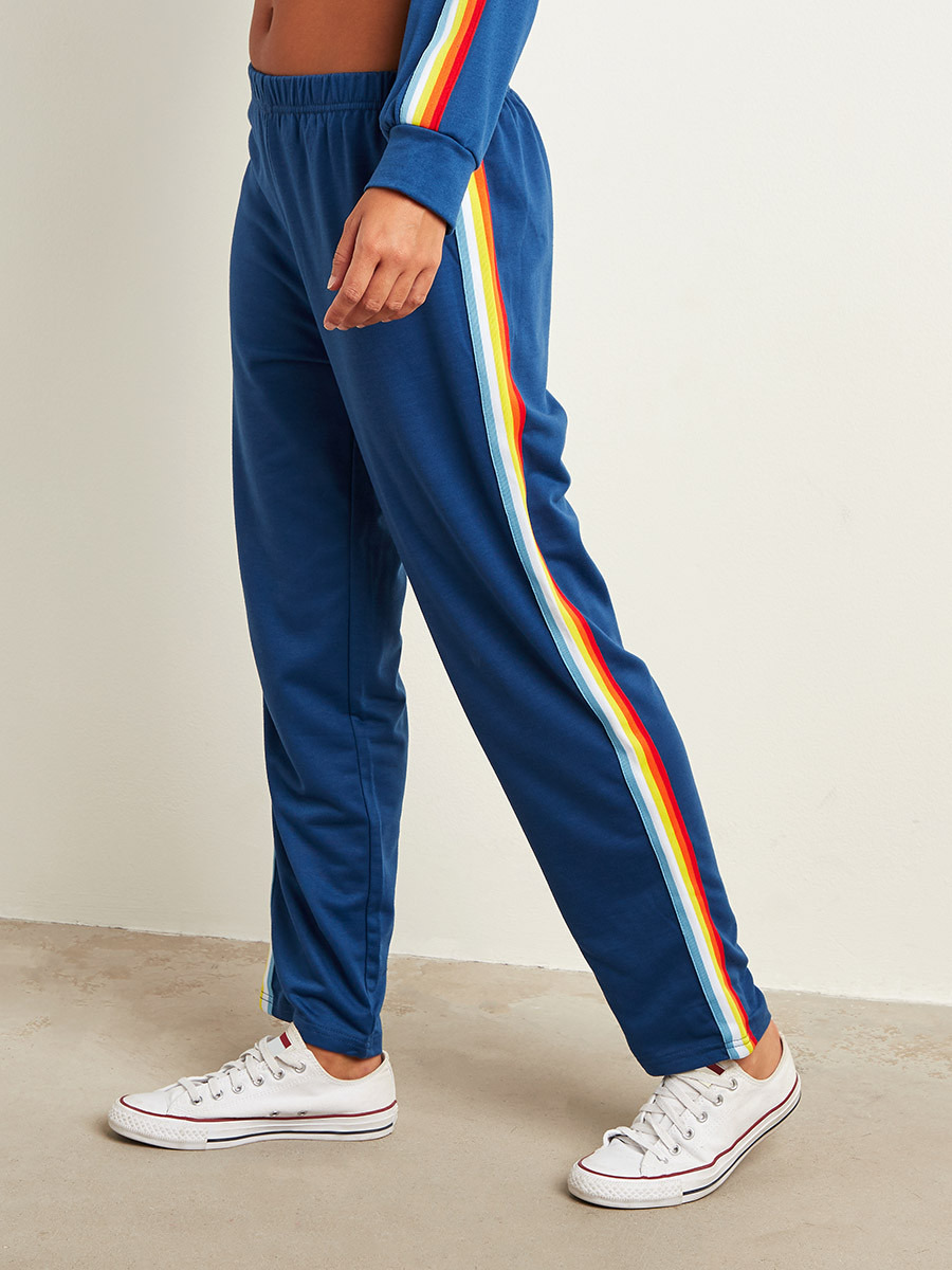 Styli Rainbow Side Tape Panel Detail Top and Relaxed Fit Pants Lounge Set-women-clothing-nightwear-pyjamas-bottoms-image-4