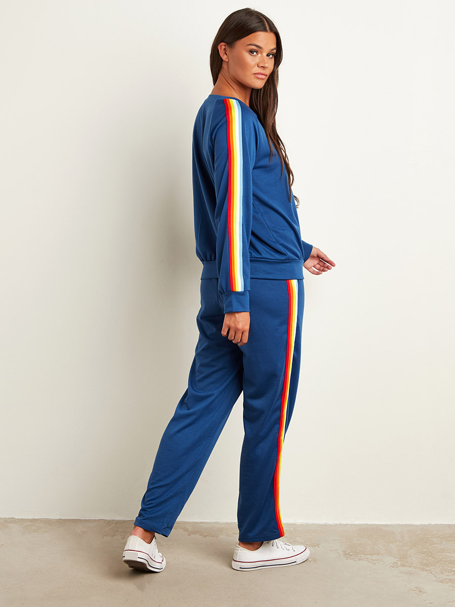Styli Rainbow Side Tape Panel Detail Top and Relaxed Fit Pants Lounge Set-women-clothing-nightwear-pyjamas-bottoms-image-5