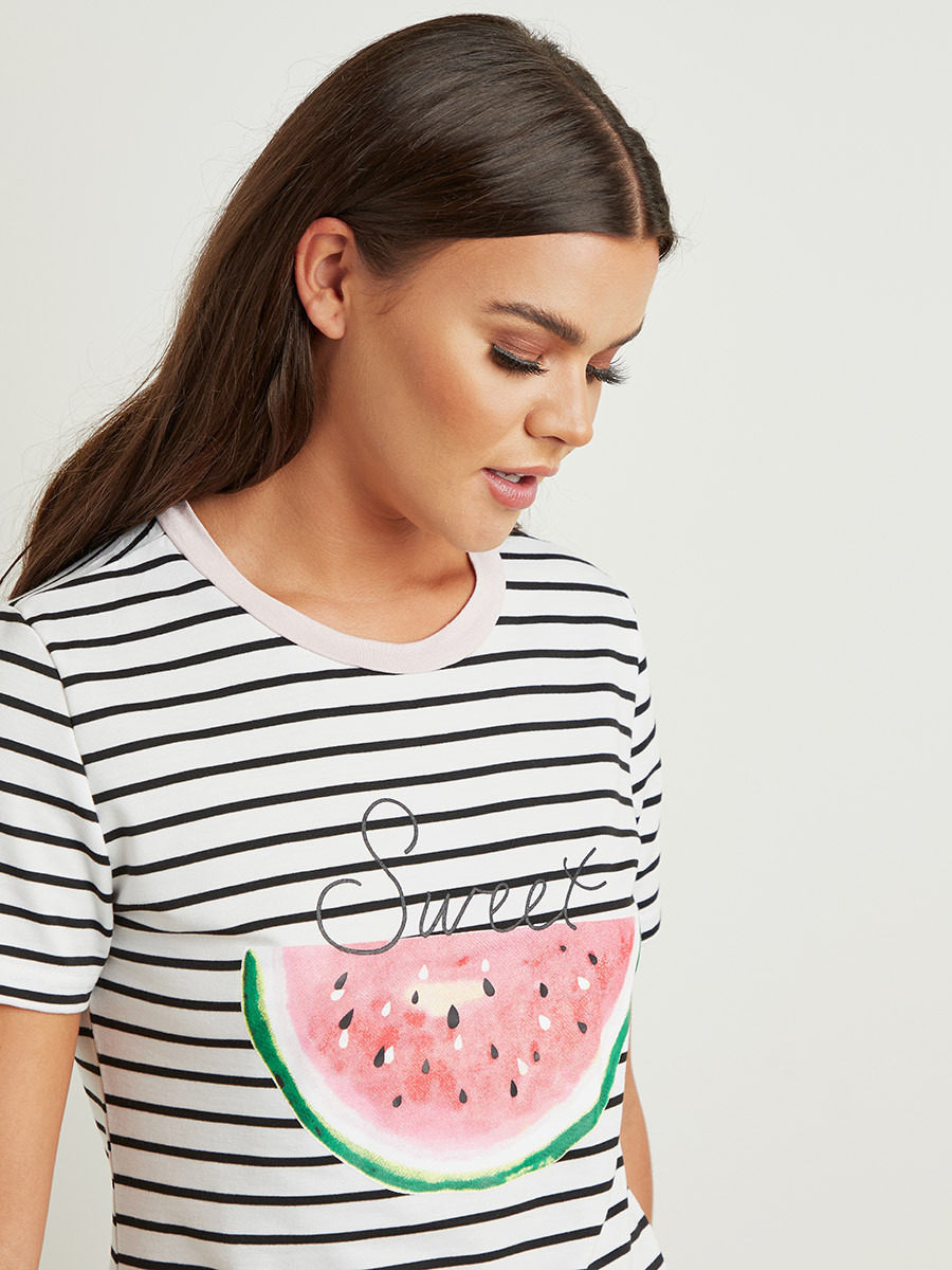 مجموعة من تيشيرت مخطط وبنطلون بيجاما من ستايلي-women-clothing-nightwear-pyjamas-longsets-image-3