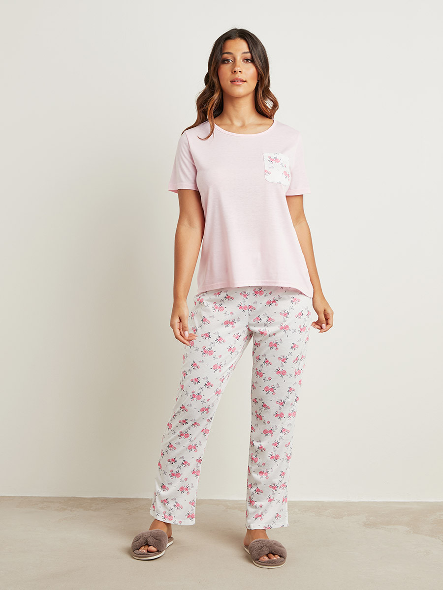 مجموعة من تيشيرت وبنطلون بيجاما مطبوع من ستايلي-women-clothing-nightwear-pyjamas-longsets-image-3