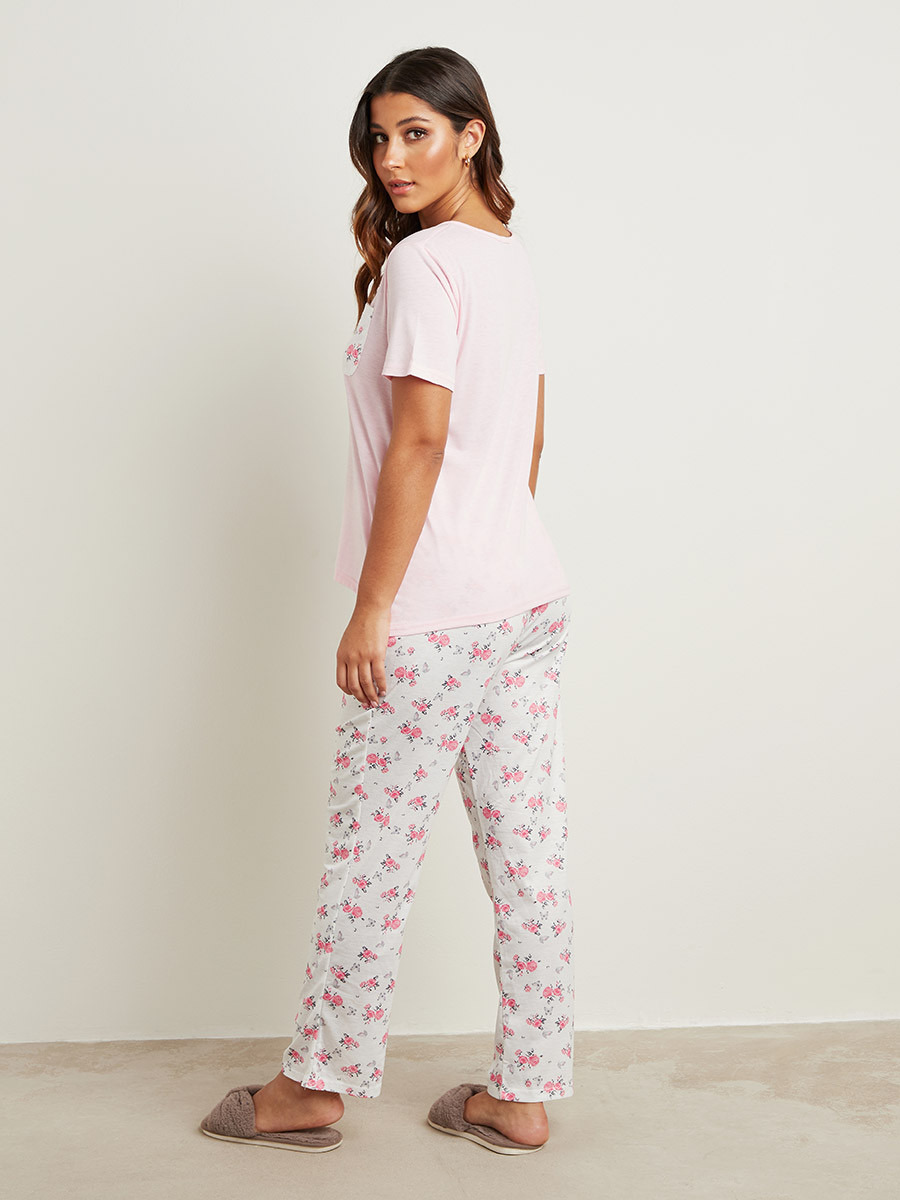 مجموعة من تيشيرت وبنطلون بيجاما مطبوع من ستايلي-women-clothing-nightwear-pyjamas-longsets-image-4
