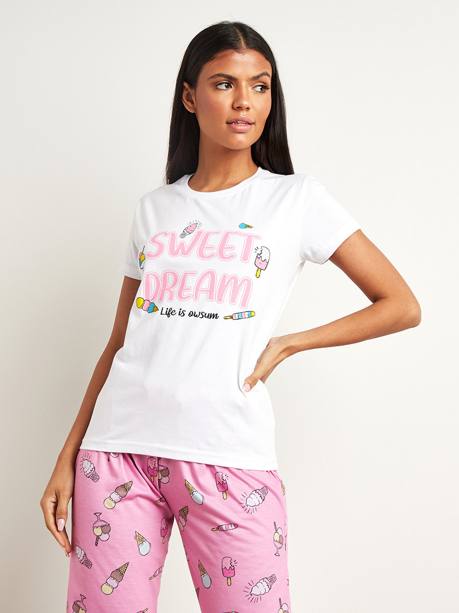 مجموعة من تيشيرت وبنطلون بيجاما من ستايلي-women-clothing-nightwear-pyjamas-bottoms-image-2
